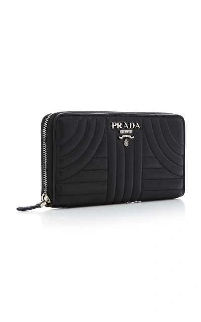 Shop Prada Quilted Leather Wallet In Black