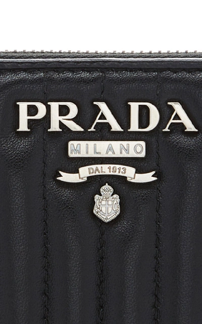 Shop Prada Quilted Leather Wallet In Black