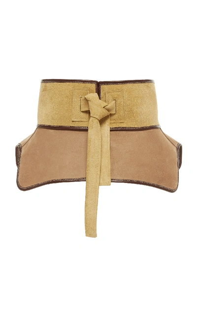 Shop Loewe Obi Suede Tie Belt In Gold