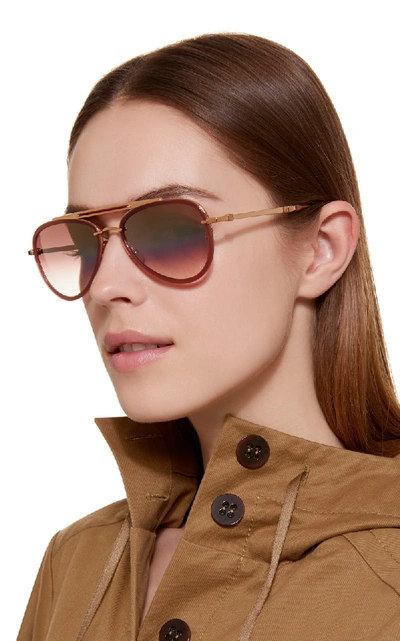 Shop Mr Leight Doheny Sl54 Aviator-style Acetate And Metal Sunglasses In Brown