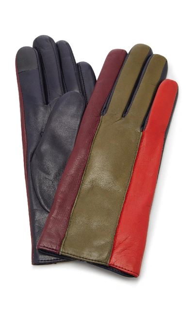 Shop Maison Fabre Debby Color-blocked Leather Gloves In Multi