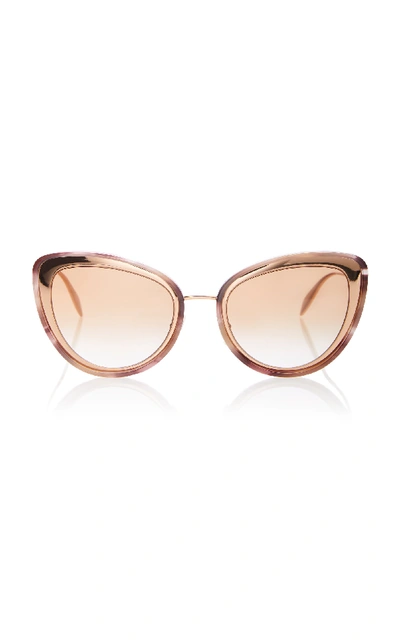 Shop Alexander Mcqueen Marbled Acetate Cat-eye Sunglasses In Pink