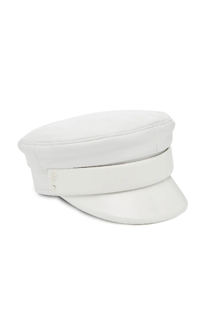 Shop Ruslan Baginskiy Hats Leather Baker Boy Hat In White