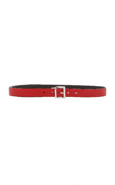 Shop Prada Reversible Leather Belt In Red
