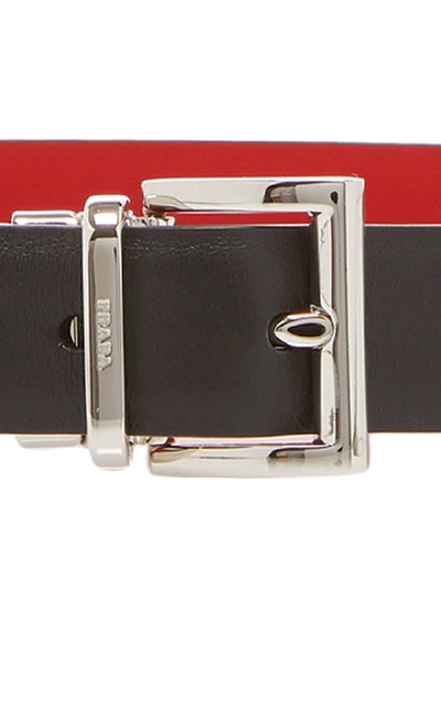 Shop Prada Reversible Leather Belt In Red