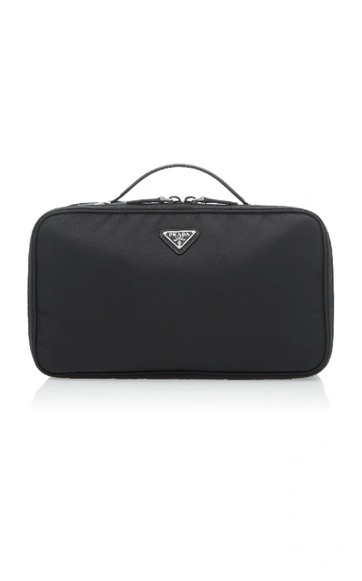 Shop Prada Leather-trimmed Shell Cosmetics Case In Black