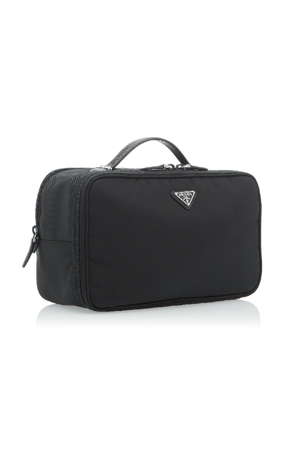 Shop Prada Leather-trimmed Shell Cosmetics Case In Black