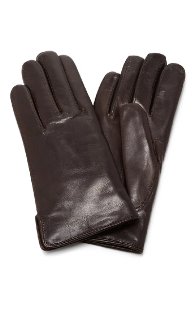 Shop Maison Fabre Brown Leather And Rabbit Fur Gloves