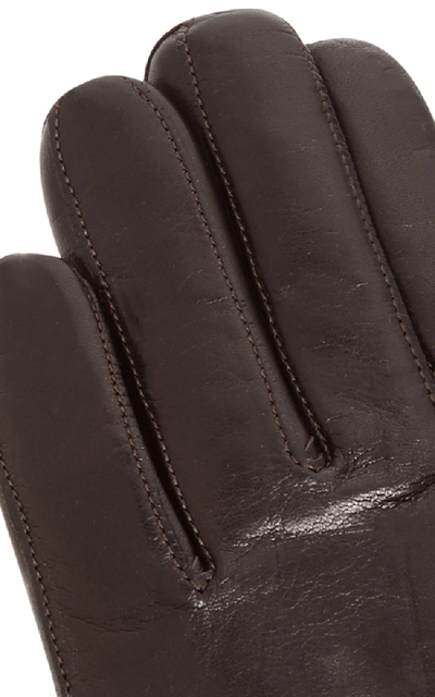 Shop Maison Fabre Brown Leather And Rabbit Fur Gloves