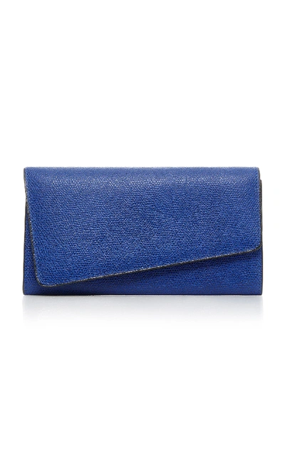 Shop Valextra Twist Leather Purse In Blue