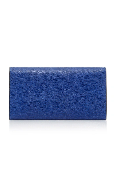 Shop Valextra Twist Leather Purse In Blue