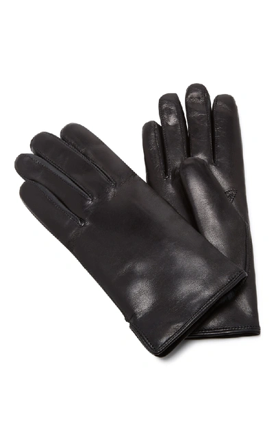 Shop Maison Fabre Black Leather And Rabbit Fur Gloves