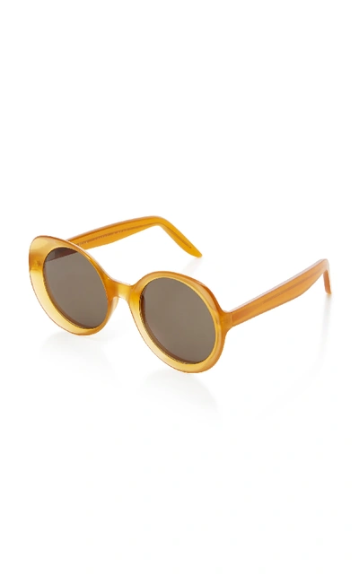 Shop Lapima Carlota Oversized Round-frame Sunglasses  In Orange