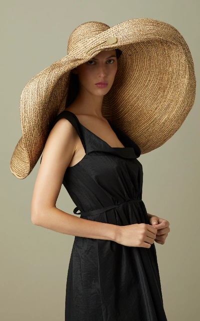 Shop Lola Hats Giga Spinner Safety Pin Raffia Hat In Neutral