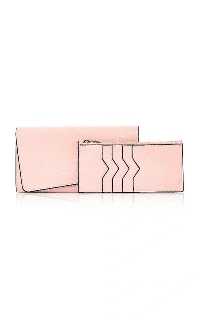 Shop Valextra Twist Leather Wallet In Pink