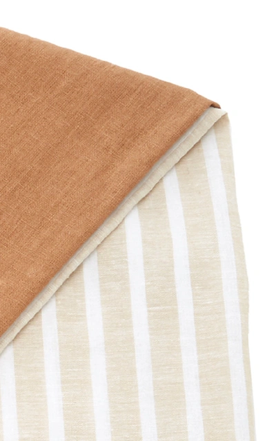 Shop Donni Diagonal Reversible Linen-blend Scarf In Brown