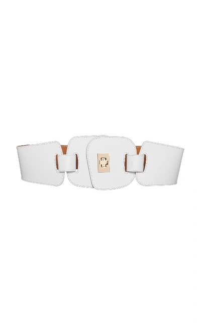 Shop Maison Vaincourt Leather Waist Belt In White