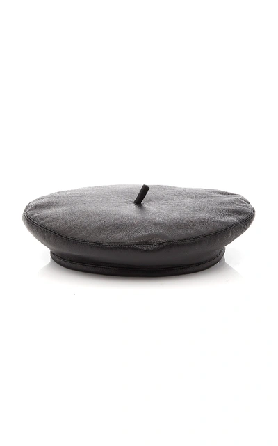 Shop Eugenia Kim The Carter Leather Beret In Black