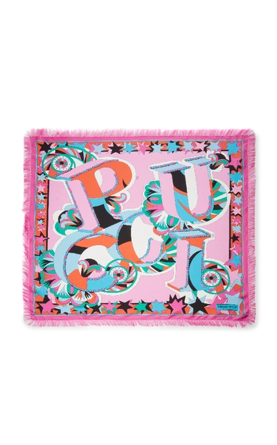 Shop Emilio Pucci Logo Printed Silk Scarf In Pink