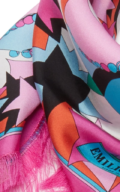 Shop Emilio Pucci Logo Printed Silk Scarf In Pink