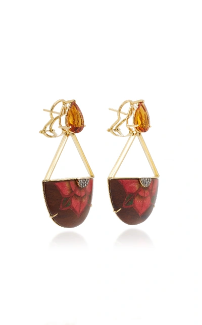 Shop Silvia Furmanovich 18k Gold, Resin, Citrine And Diamond Earrings In Red