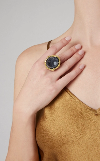 Shop Kimberly Mcdonald Geode Ring With Yellow Diamonds In Gold
