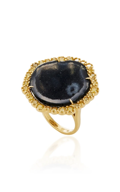 Shop Kimberly Mcdonald Geode Ring With Yellow Diamonds In Gold