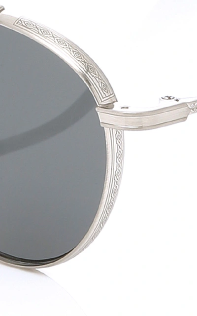 Shop Oliver Peoples Watts Round Aviator Sunglasses In Silver