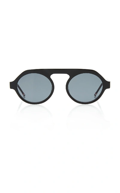 Shop Thom Browne Matte Acetate Round Sunglasses In Black