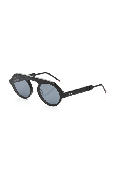 Shop Thom Browne Matte Acetate Round Sunglasses In Black