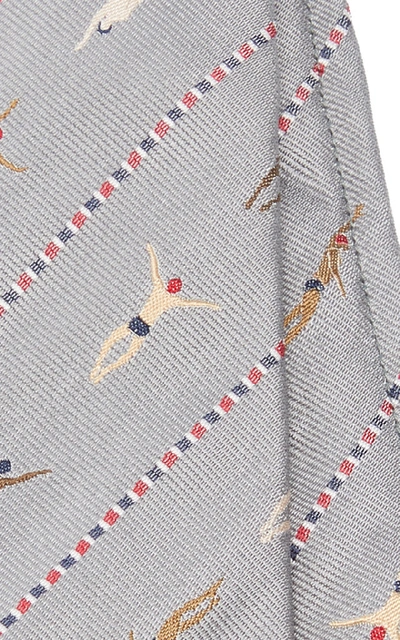 Shop Thom Browne Patterned Silk-jacquard Tie In Grey
