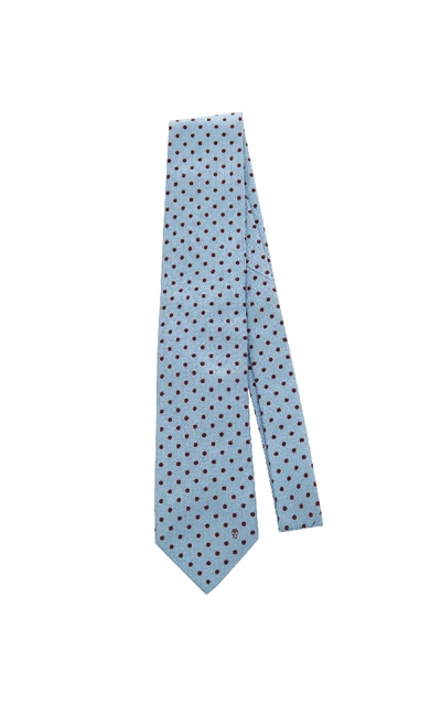 Shop Alexander Mcqueen Polka Dot Silk-jacquard Tie In Blue