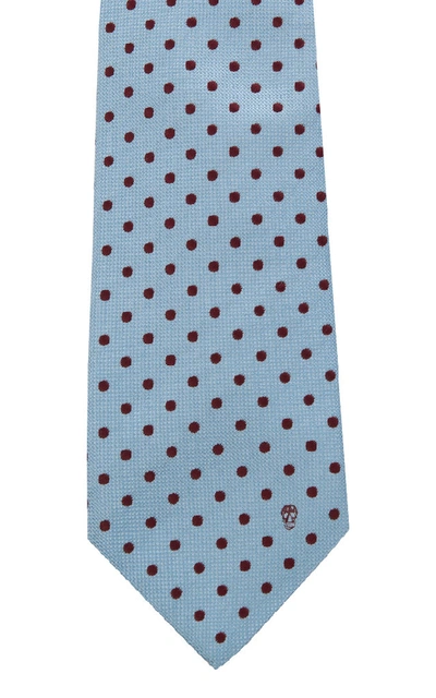 Shop Alexander Mcqueen Polka Dot Silk-jacquard Tie In Blue