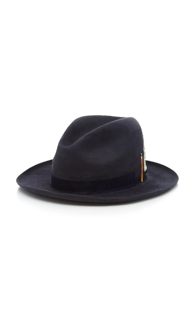 Shop Nick Fouquet Exclusive Coyote Rocks Fedora In Navy