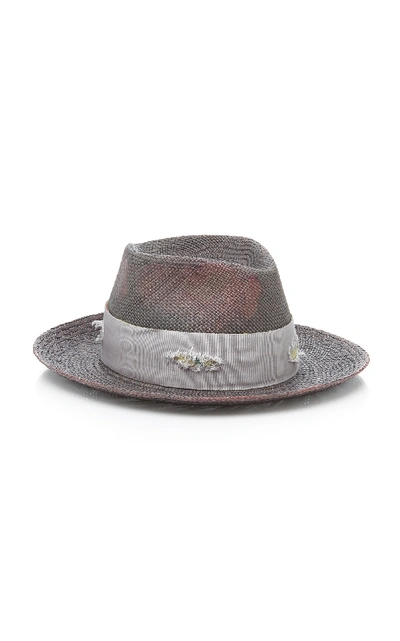 Shop Nick Fouquet Exclusive Domain Straw Fedora In Grey