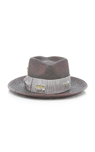 Shop Nick Fouquet Exclusive Domain Straw Fedora In Grey