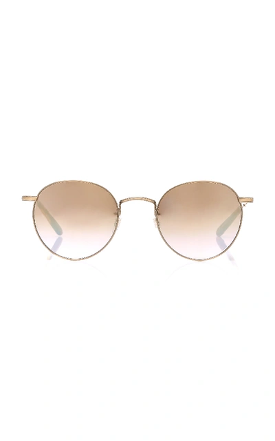 Shop Garrett Leight Exclusive Wilson Round-frame Metal Sunglasses In Gold