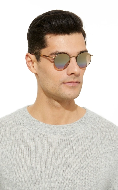 Shop Garrett Leight Exclusive Wilson Round-frame Metal Sunglasses In Gold