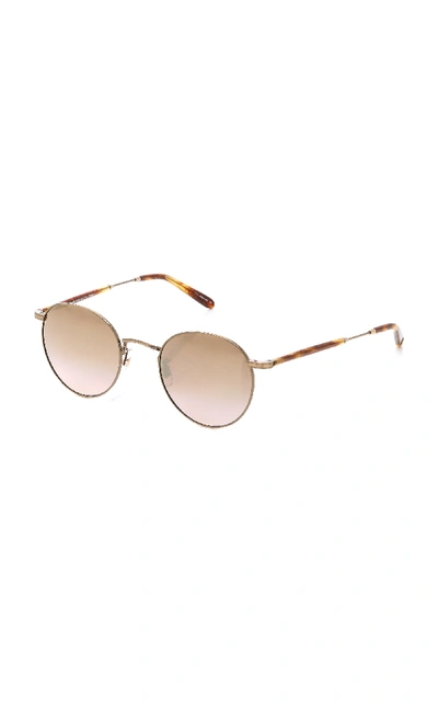 Shop Garrett Leight Exclusive Wilson Round-frame Metal Sunglasses In Gold