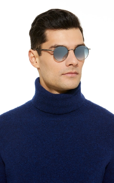 Shop Garrett Leight Exclusive Wilson M Round Sunglasses In Silver