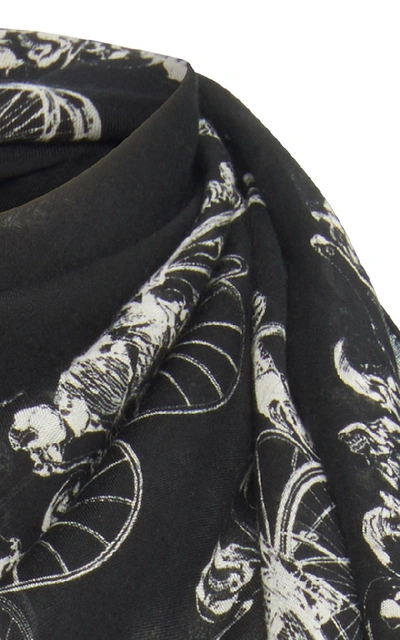 Shop Alexander Mcqueen Printed Modal And Silk-blend Scarf In Black