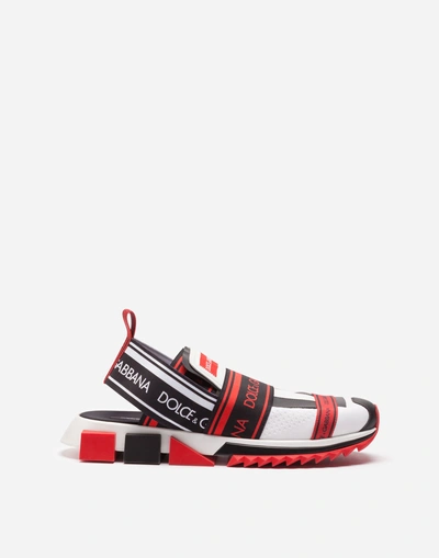 Shop Dolce & Gabbana Sorrento Sneakers In Mixed Materials In White/red