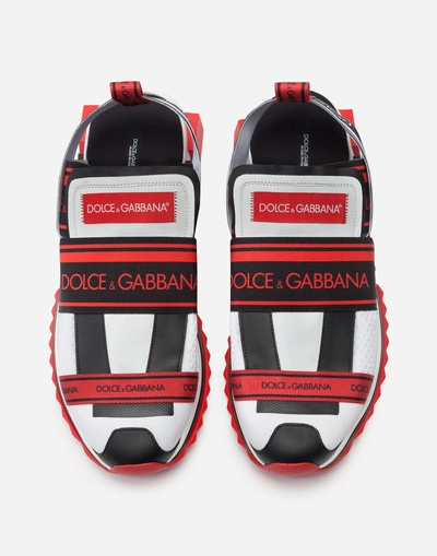 Shop Dolce & Gabbana Sorrento Sneakers In Mixed Materials In White/red