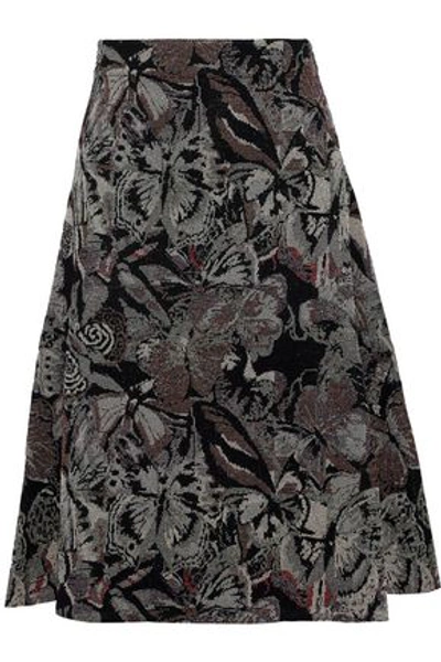 Shop Valentino Woman Metallic Jacquard-knit Skirt Black