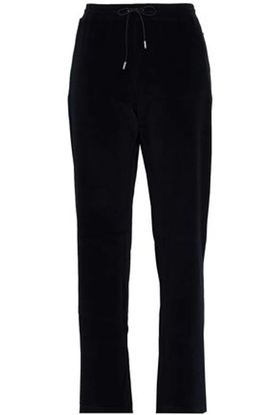 Shop Versace Woman Cotton-blend Velvet Track Pants Black