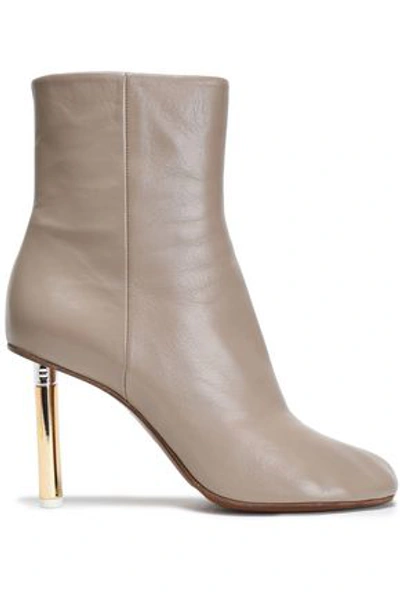 Shop Vetements Woman Leather Ankle Boots Mushroom In Taupe