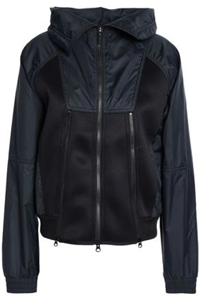 Shop Adidas By Stella Mccartney Woman Perforated Scuba And Shell Jacket Black