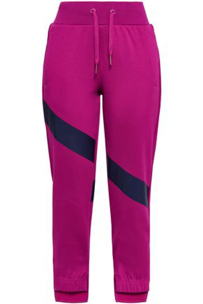 Shop Adidas By Stella Mccartney Woman Striped Cotton-jersey Track Pants Magenta