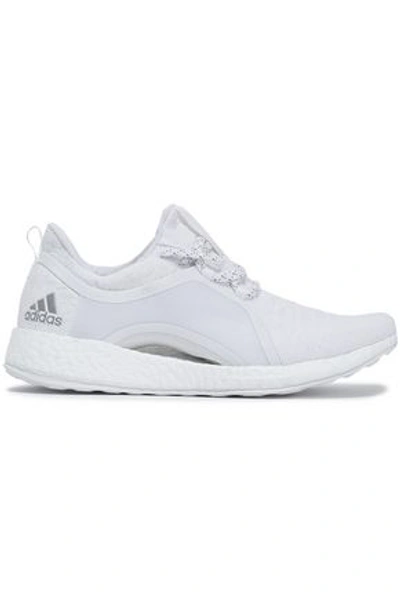Shop Adidas Originals Pureboost Stretch-knit Sneakers In White
