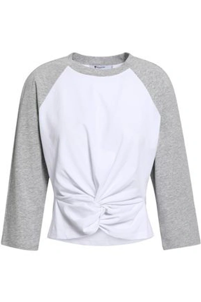 Shop Alexander Wang T Alexanderwang.t Woman Twist-front Cotton-jersey Top Light Gray